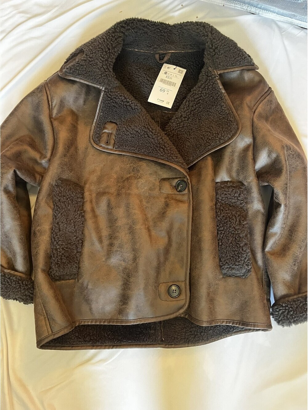 Zara faux shearling aviator jacket Womens XS